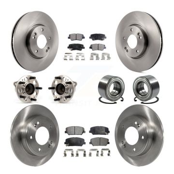 Front Rear Hub Bearing Brake Rotor Pad Kit (10Pc) For 13-15 Hyundai Veloster Turbocharged KBB-106388