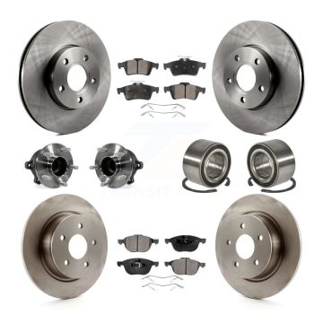 Front Rear Hub Bearing Brake Rotor & Pad Kit (10Pc) For Ford C-Max Without Parking Assist KBB-106397