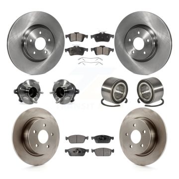 Front Rear Hub Bearing Brake Rotor Pad Kit (10Pc) For 2013-2016 Ford Escape FWD with 2.0L KBB-106399