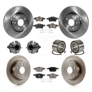 Front Rear Hub Bearing Assembly Disc Brake Rotor And Pad Kit (10Pc) For Ford Escape C-Max KBB-106401