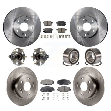 Front Rear Hub Bearing Disc Brake Rotor And Semi-Metallic Pad Kit (10Pc) For Honda Accord KBB-106419