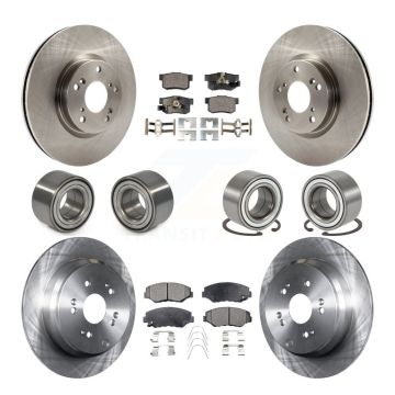 Front Rear Wheel Bearings Disc Brake Rotors And Pads Kit (10Pc) For 2005-2006 Honda CR-V KBB-106476