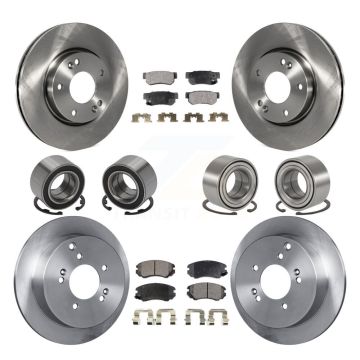 Front Rear Bearings Disc Brake Rotors And Pads Kit (10Pc) For Hyundai Tucson Kia Sportage KBB-106493