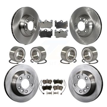 Front Rear Bearings Disc Brake Rotors And Pads Kit (10Pc) For Audi Q7 Volkswagen Touareg KBB-106505