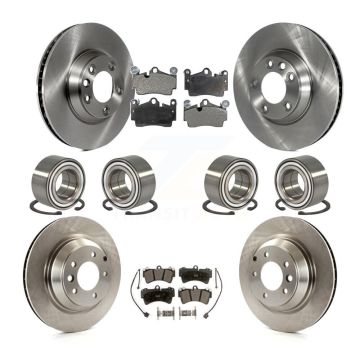 Front Rear Bearing Brake Rotor Pads Kit (10Pc) For Audi Q7 With 358mm Diameter KBB-106506
