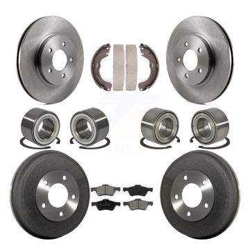 Front Rear Bearing Brake Rotor Pads Shoe Kit (10Pc) For Ford Escape Mazda Tribute Mercury KBB-106509
