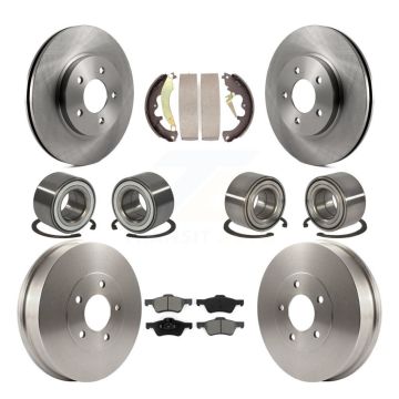Front Rear Bearing Brake Rotor Pads Shoe Kit (10Pc) For Ford Escape Mazda Tribute Mercury KBB-106511