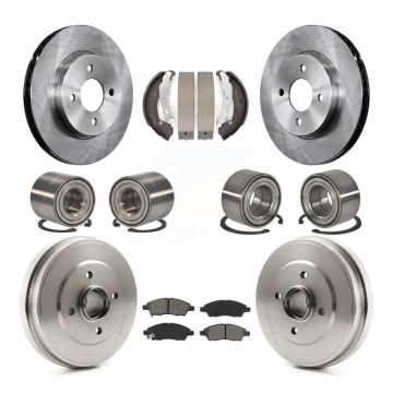 Front Rear Bearing Disc Brake Rotors And Pads Shoe Kit (10Pc) For Nissan Micra Versa Note KBB-106513