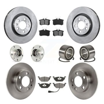 Front Rear Hub Bearing Brake Rotor & Pad Kit (10Pc) For Volkswagen Golf City Beetle Jetta KBB-106515
