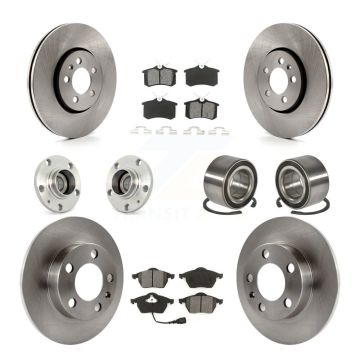 Front Rear Hub Bearing Assembly Disc Brake Rotor And Pad Kit (10Pc) For Volkswagen Beetle KBB-106516