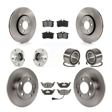 Front Rear Hub Bearing Disc Brake Rotor Pad Kit (10Pc) For 2000-2001 Volkswagen Golf 2.0L KBB-106518