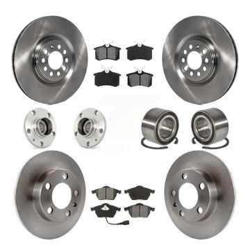Front Rear Hub Bearing Assembly Disc Brake Rotor And Pad Kit (10Pc) For 2000-2006 Audi TT KBB-106519