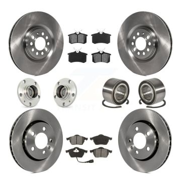 Front Rear Hub Bearing Brake Rotor And Pad Kit (10Pc) For Volkswagen Golf Audi TT Quattro KBB-106520