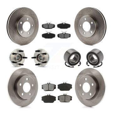 Front Rear Hub Bearing Disc Brake Rotor And Semi-Metallic Pads Kit (10Pc) For Ford Taurus KBB-106526