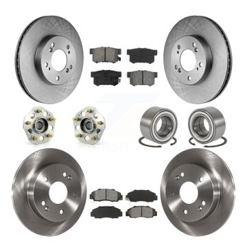 Front Rear Hub Bearings Disc Brake Rotors And Pads Kit (10Pc) For 1997-2001 Honda Prelude KBB-106528