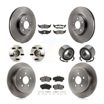 Front Rear Wheel Hub Bearing Disc Brake Rotor And Pads Kit (10Pc) For Chrysler PT Cruiser KBB-106531