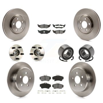Front Rear Hub Bearing Brake Rotor Pad Kit (10Pc) For 07 Chrysler PT Cruiser Turbocharged KBB-106534