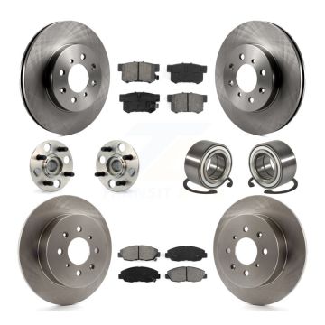 Front Rear Wheel Hub Bearing Disc Brake Rotors And Pads Kit (10Pc) For 2001-2005 Acura EL KBB-106538