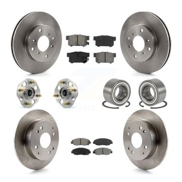 Front Rear Hub Bearing Disc Brake Rotor And Semi-Metallic Pad Kit (10Pc) For Honda Accord KBB-106539