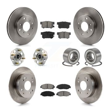 Front Rear Hub Bearing Disc Brake Rotor And Semi-Metallic Pad Kit (10Pc) For Honda Accord KBB-106540