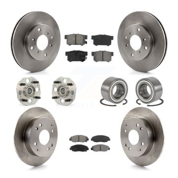 Front Rear Hub Bearing Disc Brake Rotor And Semi-Metallic Pad Kit (10Pc) For Honda Accord KBB-106541