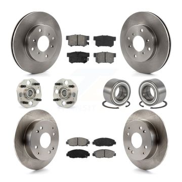 Front Rear Hub Bearing Disc Brake Rotor And Semi-Metallic Pad Kit (10Pc) For Honda Accord KBB-106542