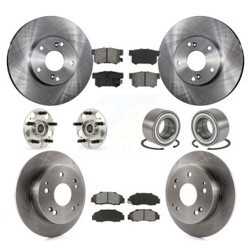 Front Rear Hub Bearing Disc Brake Rotor And Semi-Metallic Pad Kit (10Pc) For Honda Accord KBB-106543