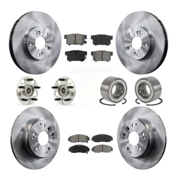 Front Rear Wheel Hub Bearing Disc Brake Rotors And Pads Kit (10Pc) For 1999-2003 Acura TL KBB-106544