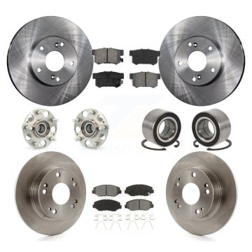 Front Rear Hub Bearing Disc Brake Rotor And Semi-Metallic Pad Kit (10Pc) For Honda Accord KBB-106558