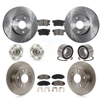 Front Rear Hub Bearing Disc Brake Rotor And Semi-Metallic Pad Kit (10Pc) For Honda Accord KBB-106559