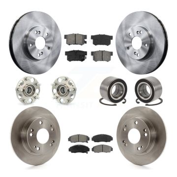 Front Rear Hub Bearing Disc Brake Rotor And Semi-Metallic Pad Kit (10Pc) For Honda Accord KBB-106560