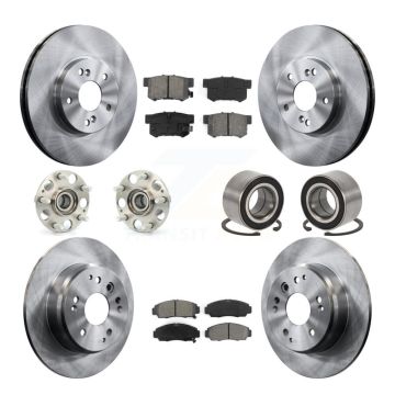 Front Rear Hub Bearings Disc Brake Rotors And Semi-Metallic Pads Kit (10Pc) For Acura TL KBB-106561