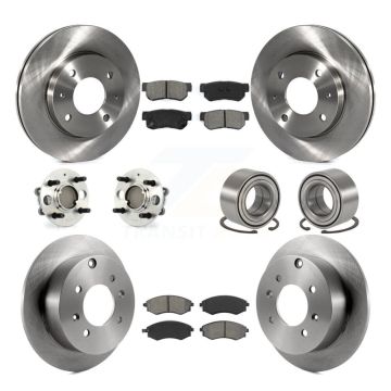 Front Rear Hub Bearing Disc Brake Rotor And Pad Kit (10Pc) For Hyundai Sonata 4-Wheel ABS KBB-106567