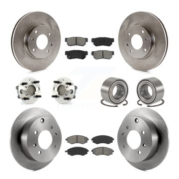 Front Rear Hub Bearing Brake Rotor And Pad Kit (10Pc) For 2004 Hyundai Sonata 4-Wheel ABS KBB-106568