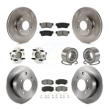 Front Rear Hub Bearing Brake Rotor Pads Kit (10Pc) For Hyundai Sonata Kia Optima Magentis KBB-106569