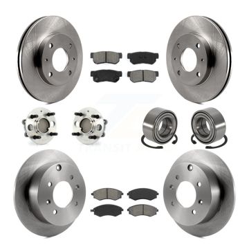 Front Rear Hub Bearings Assembly Disc Brake Rotors And Pads Kit (10Pc) For Hyundai Sonata KBB-106570