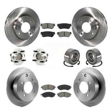 Front Rear Hub Bearing Brake Rotor Pads Kit (10Pc) For Hyundai Sonata Kia Optima Magentis KBB-106571