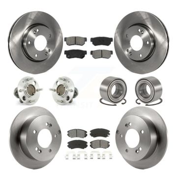 Front Rear Hub Bearing Brake Rotor & Pad Kit (10Pc) For 2005 Hyundai Sonata From 03 01 05 KBB-106572