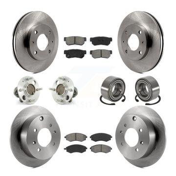 Front Rear Hub Bearings Assembly Disc Brake Rotors And Pads Kit (10Pc) For Hyundai Sonata KBB-106576