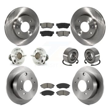 Front Rear Hub Bearing Brake Rotor Pads Kit (10Pc) For Hyundai Sonata Kia Optima Magentis KBB-106577