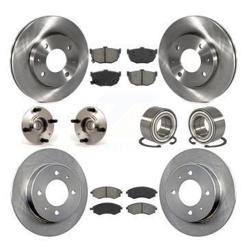 Front Rear Hub Bearing Assembly Disc Brake Rotors And Pads Kit (10Pc) For Hyundai Elantra KBB-106579