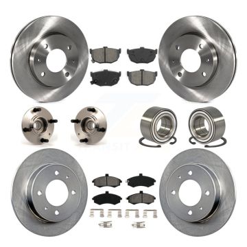 Front Rear Hub Bearing Assembly Disc Brake Rotors And Pads Kit (10Pc) For Hyundai Elantra KBB-106580
