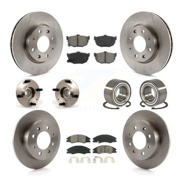 Front Rear Wheel Hub Bearing Disc Brake Rotor And Pad Kit (10Pc) For Kia Spectra Spectra5 KBB-106581