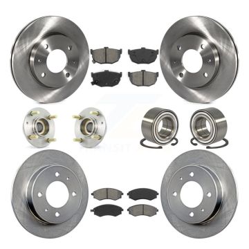 Front Rear Hub Bearing Assembly Disc Brake Rotors And Pads Kit (10Pc) For Hyundai Elantra KBB-106582