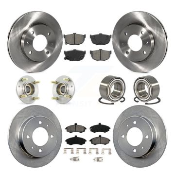 Front Rear Hub Bearing Assembly Disc Brake Rotors And Pads Kit (10Pc) For Hyundai Elantra KBB-106583