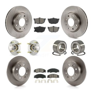 Front Rear Wheel Hub Bearing Disc Brake Rotor And Pad Kit (10Pc) For Kia Spectra Spectra5 KBB-106584