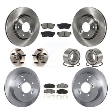 Front Rear Hub Bearing Brake Rotor & Pad Kit (10Pc) For Hyundai Santa Fe FWD with Non-ABS KBB-106585