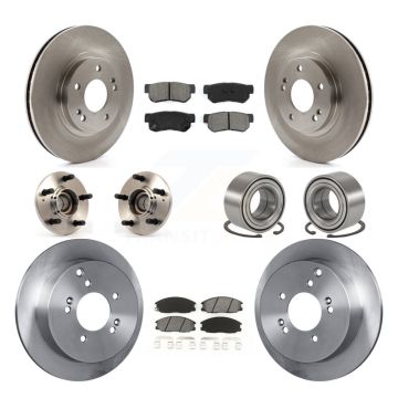 Front Rear Hub Bearing Brake Rotor & Pad Kit (10Pc) For Hyundai Santa Fe FWD with Non-ABS KBB-106586