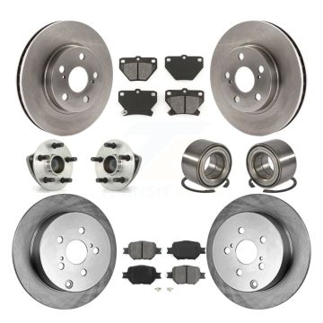 Front Rear Hub Bearing Brake Rotor Pads Kit (10Pc) For 2001 Toyota Celica GT with Non-ABS KBB-106591