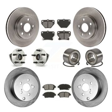 Front Rear Hub Bearing Brake Rotor Pads Kit (10Pc) For 2000 Toyota Celica GT with Non-ABS KBB-106592